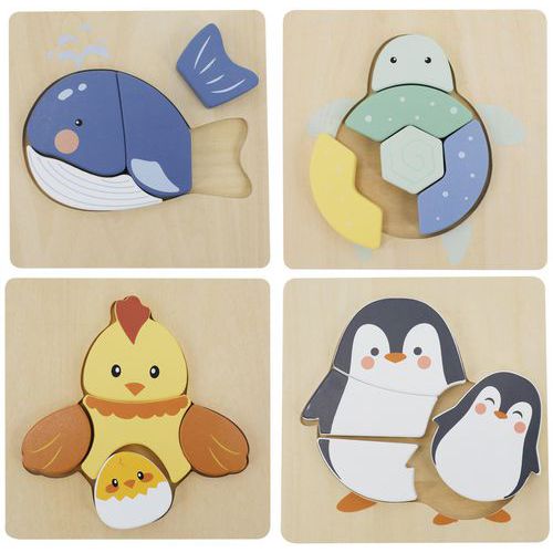 Lot 4 Puzzles Bois Animaux