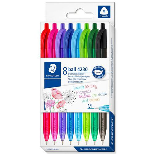 Etui 8 Stylos Bille Triangulaires Rétractables