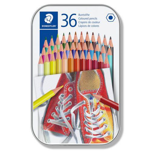 Lot de 36 Boite métal 36 crayons couleur - Staedtler