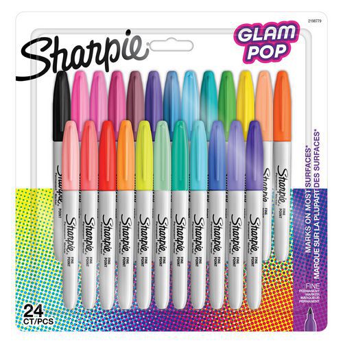 Blister 24 markers permanents glam pop - Sharpie