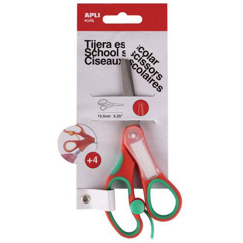 Ciseaux scolaires 13,5cm ouverture auto rouge personnalisable - Apli