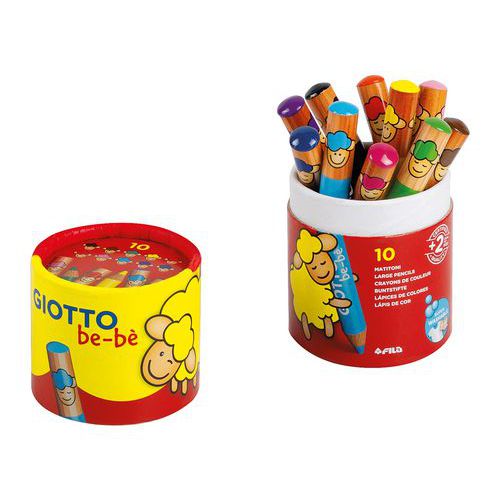 Pot 10 Crayons De Couleurs Gros Module Mine Géante Ø 7 Mm