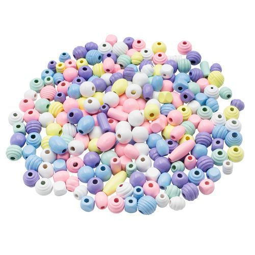 Sachet 500 g perles bois pastel formes assorties - O'color