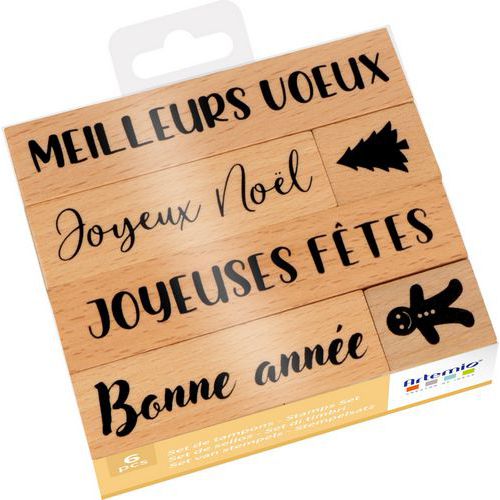 Lot 6 tampons bois Fêtes - Artemio
