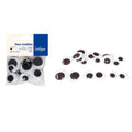 Sachet de 18 yeux mobiles adhésifs noirs géants, Ø 20 à 30 mm