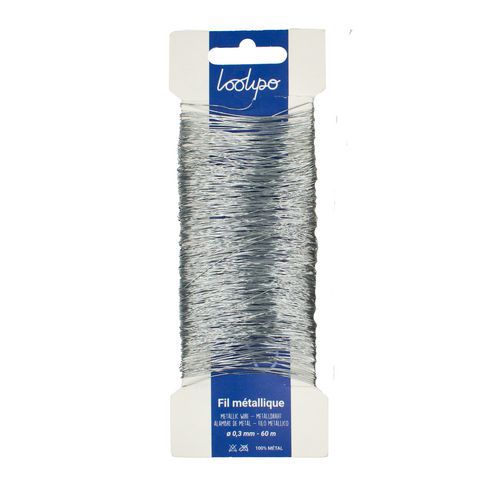 Bobine 60m de fil métal Ø 0,3mm - Argent