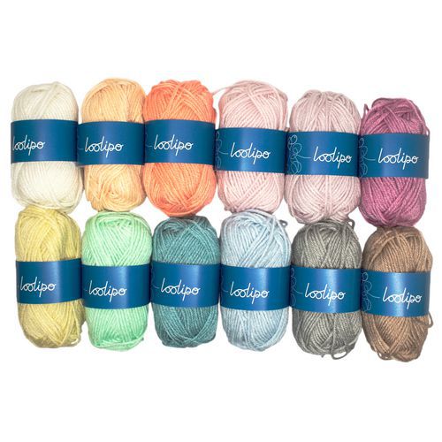 Lot 12 pelotes de laine 55 m couleurs pastels - Loolipo
