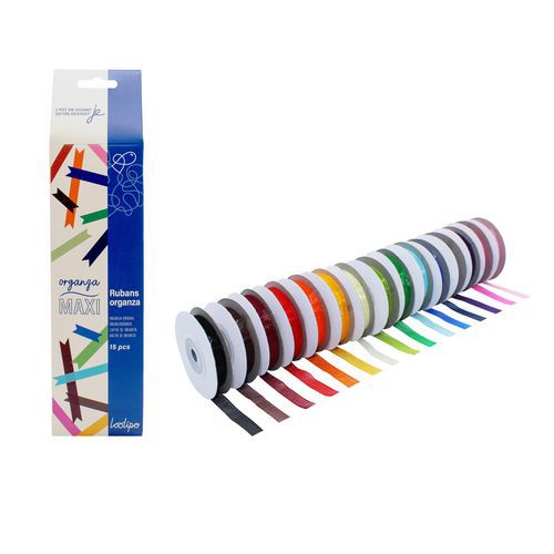 Set de 15 rouleaux ruban organza 9 mm