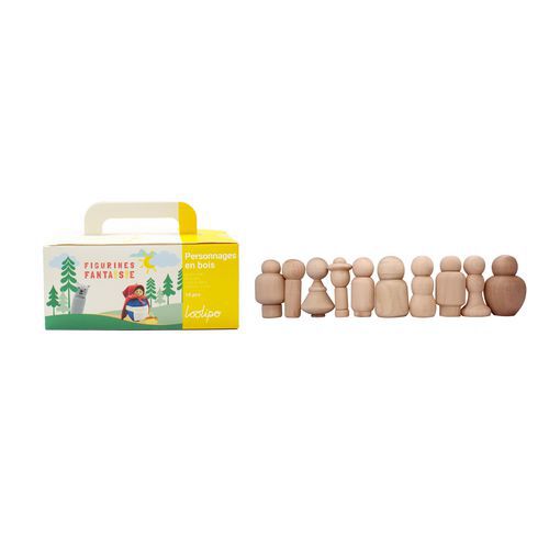 Lot de 10 personnages en bois à décorer