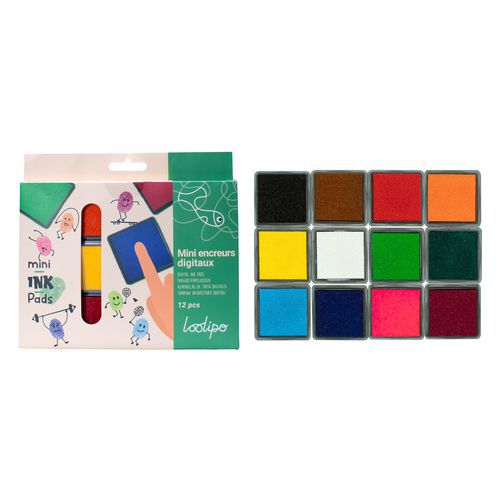 Set De 12 Mini Encreurs 4 X 4 Cm