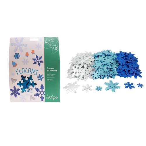 Lot De 240 Flocons De Neige En Mousse Pailletée
