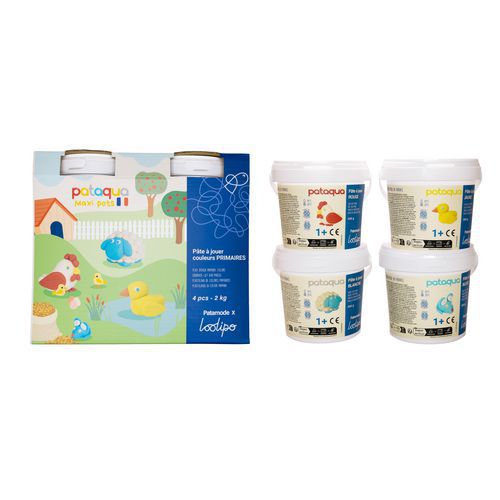 Lot De 4 X 500 G Pâte À Jouer En Pots Pataqua