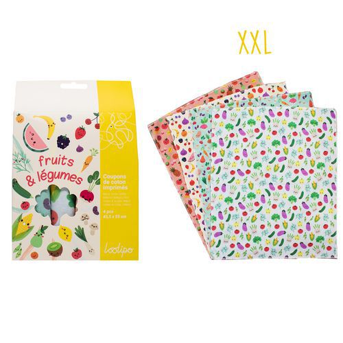 Coupon tissu 45,5 x 55 cm imprimés fruits & légumes