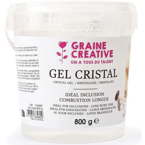 800 g gel bougie cristal à fondre + 8 mèches - Graine créative