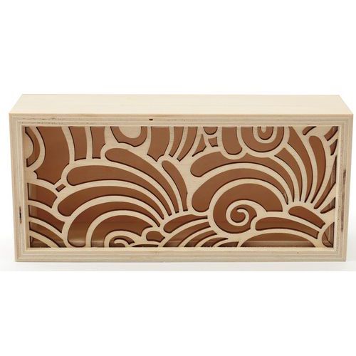 Boîte en bois ajouré à décorer ''Vagues'' 180x85x50mm- Graine créative