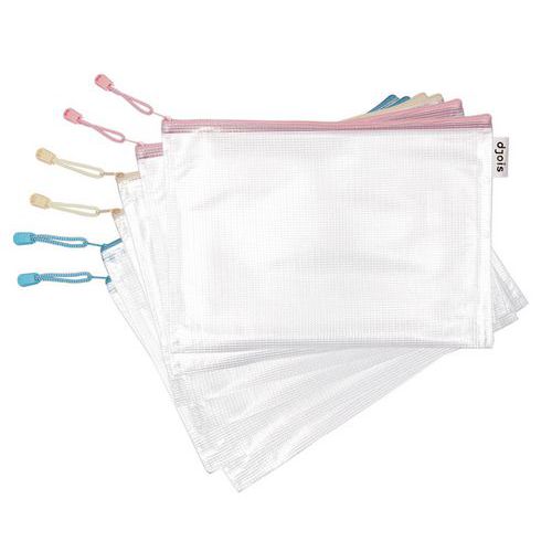 Lot 6 pochettes zippées A4 couleurs pastel - Djois