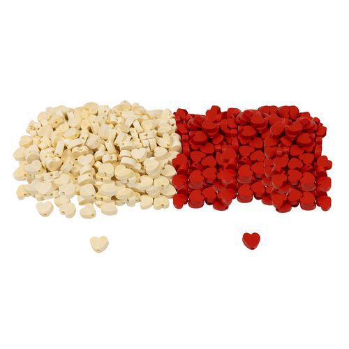 Assortiment 400 Perles Bois Cœur - 2 Coloris
