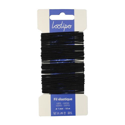 Carte De 10 M De Fil Élastique Noir Pour Masque Diamètre 1mm
