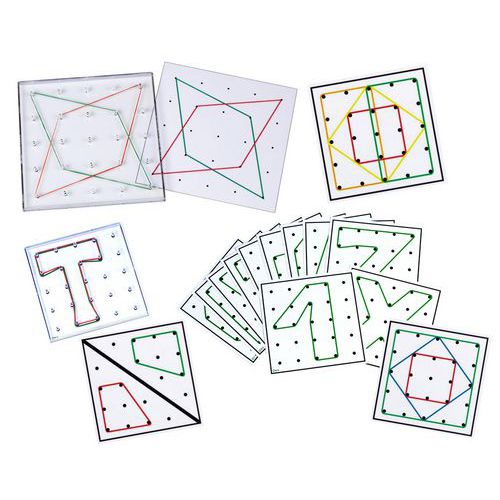Plaques à picots Geoboard + 12cartes d'activités recto-verso - Betzold