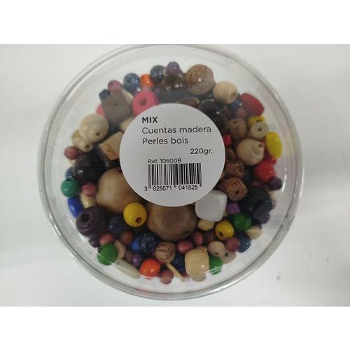 Boîte 220 g perles bois, formes et couleurs assorties - Innspiro