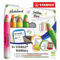Etui 4 crayons marqueurs Markdry fluo - Stabilo