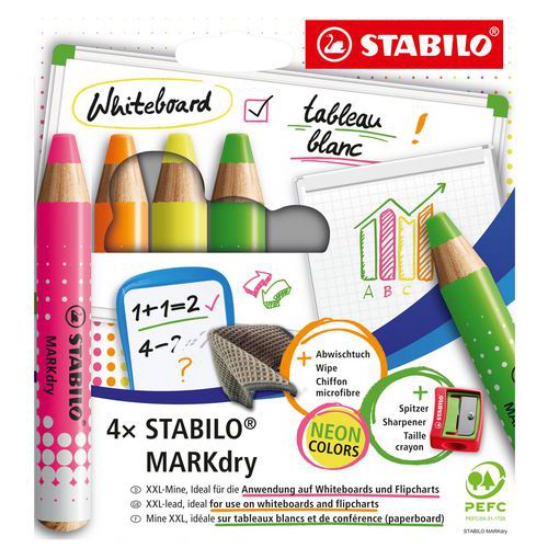 Etui 4 Crayons Marqueurs Markdry Fluo