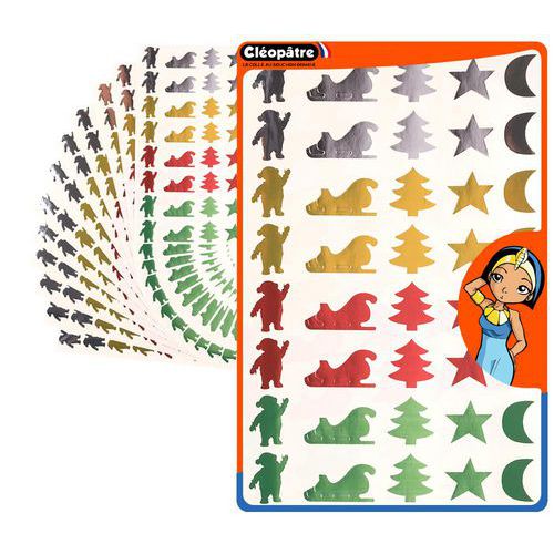 Pochette 24 planches 960 gommettes décorations Noël métal - Cléopâtre