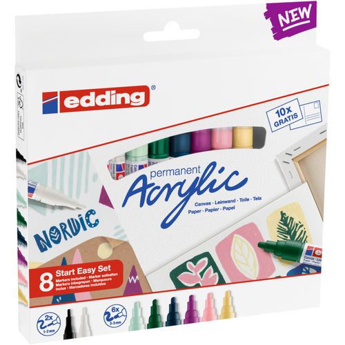Kit De Démarrage 8 Marqueurs Acrylic + Bloc Cartes Postales