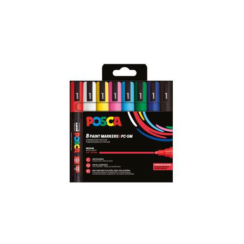 Boite 8 Markers Peinture Assorties Ponite Conique Moyenne