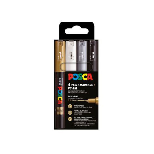 Set 4 marqueurs PC1MC pointe extra fine couleurs assorties - Posca
