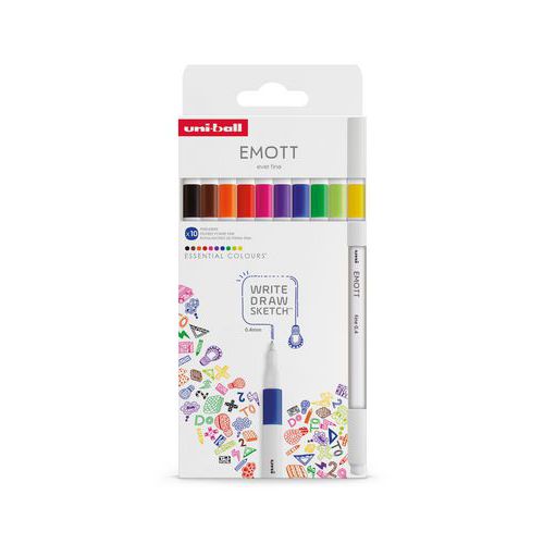 Pochette 10 Feutres D'écriture Emott Couleurs Vives