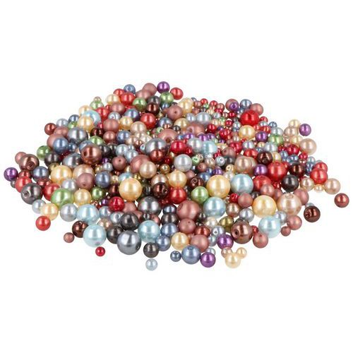 Boite de 300g de perles de verre nacrées 4 dia 3, 5, 6, 8 mm- Innspiro