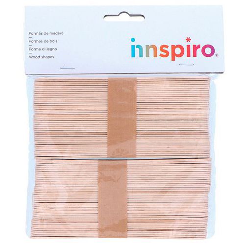 Lot de 100 Sachet 100 bâtonnets bois naturel 150 x 18 x 1,5 mm - Innspiro