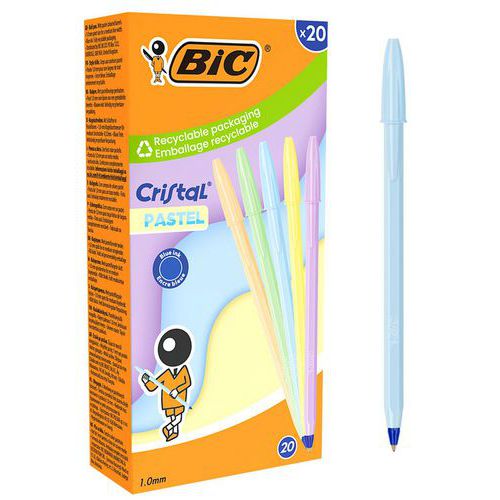 Stylo bille cristal pointe moyenne pastel - Bic