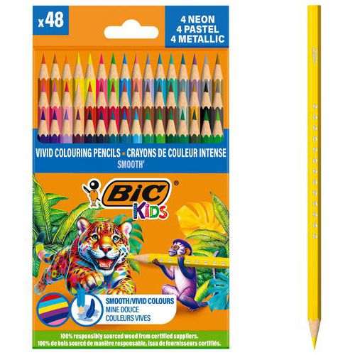 Lot de 48 Pot 48 crayons de couleurs Smooth - Bic