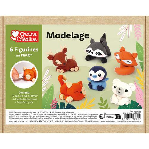 Atelier 6 animaux à modeler pâte polymère - Fimo