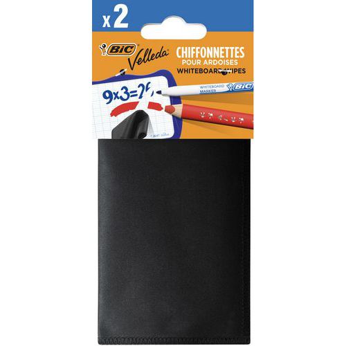 Lot de 2 chiffonnettes pour ardoise 14,5 x 14,5 cm - Bic