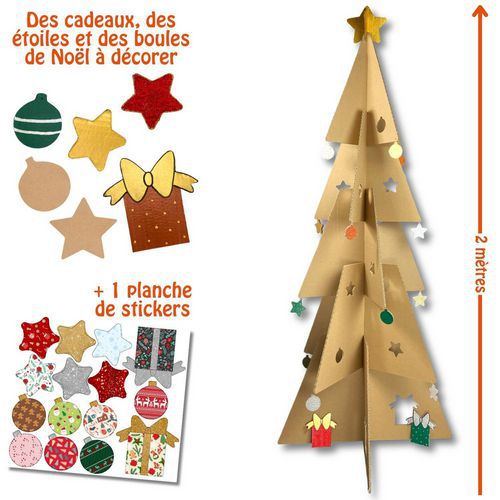 Sapin kraft à décorer 2 m (inclus 24 stickers) - Cléopâtre