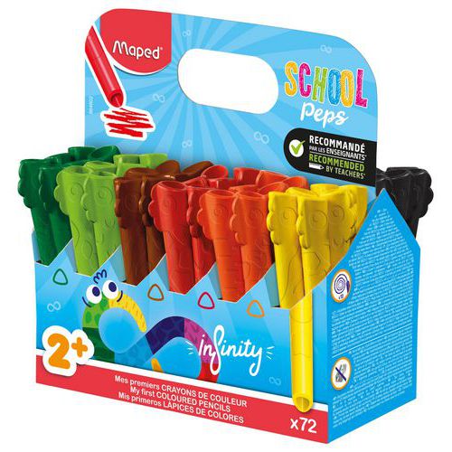 Schoolpack 72 crayons couleurs Infinity Jumbo - Maped
