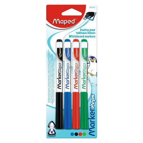 Etui 4 Feutres Effaçables À Sec Assortis 4 Couleurs