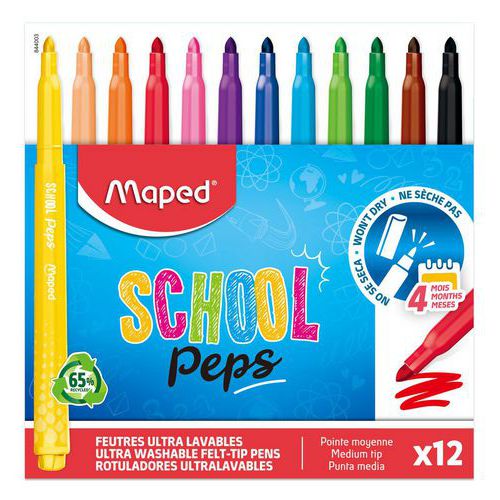Pochette 12 feutres long life - Maped