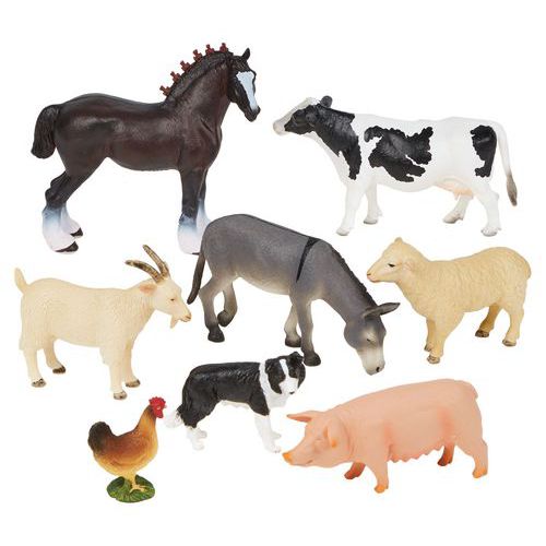 Lot de 8 Animaux de la ferme - 8 figurines - Hope Education