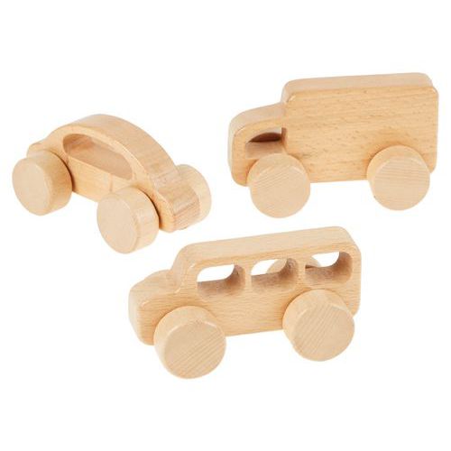 Véhicule en bois - 3 pièces : Bus, Voiture, Camion - Hope Education