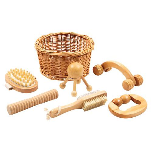 Coffret de massage sensoriel - 6 pièces en bois lisse - LDA