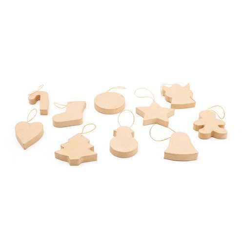 Lot 10 Formes Noël Carton Assorties À Suspendre