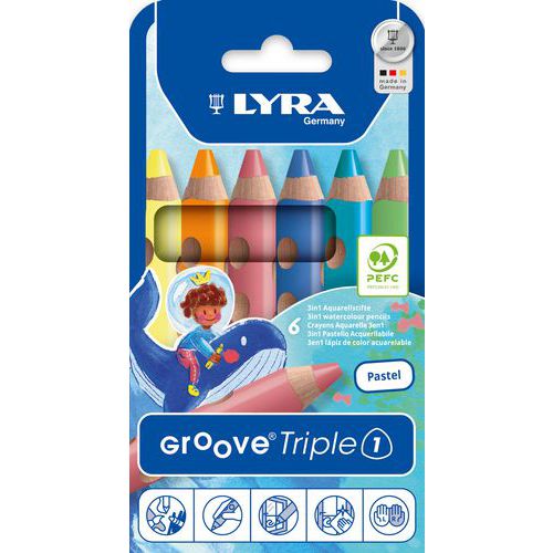 Etui 6 Crayons Groove Triple One Pastel