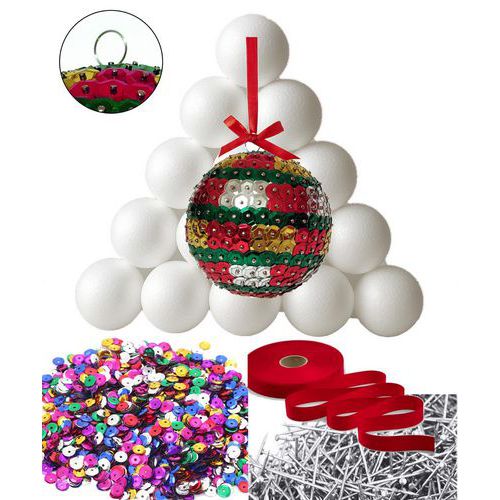 Atelier 25 boules 8 cm de noël à décorer en sequins - Pichon