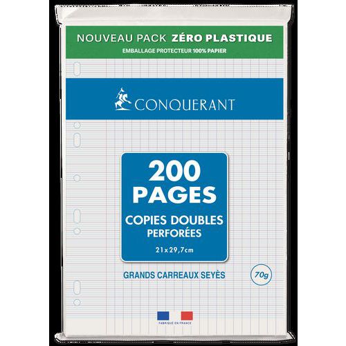 Etui 50 copies doubles 200 pages 70g A4 perforées seyes - Conquerant