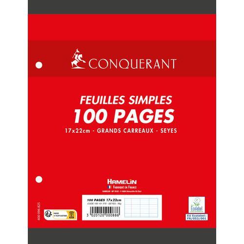 Etui 50 Feuillets 100p 17x22 Seyès 90g Blanc