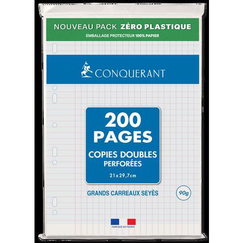 Paquet 50 copies doubles 90g A4 seyes perforées - Conquerant